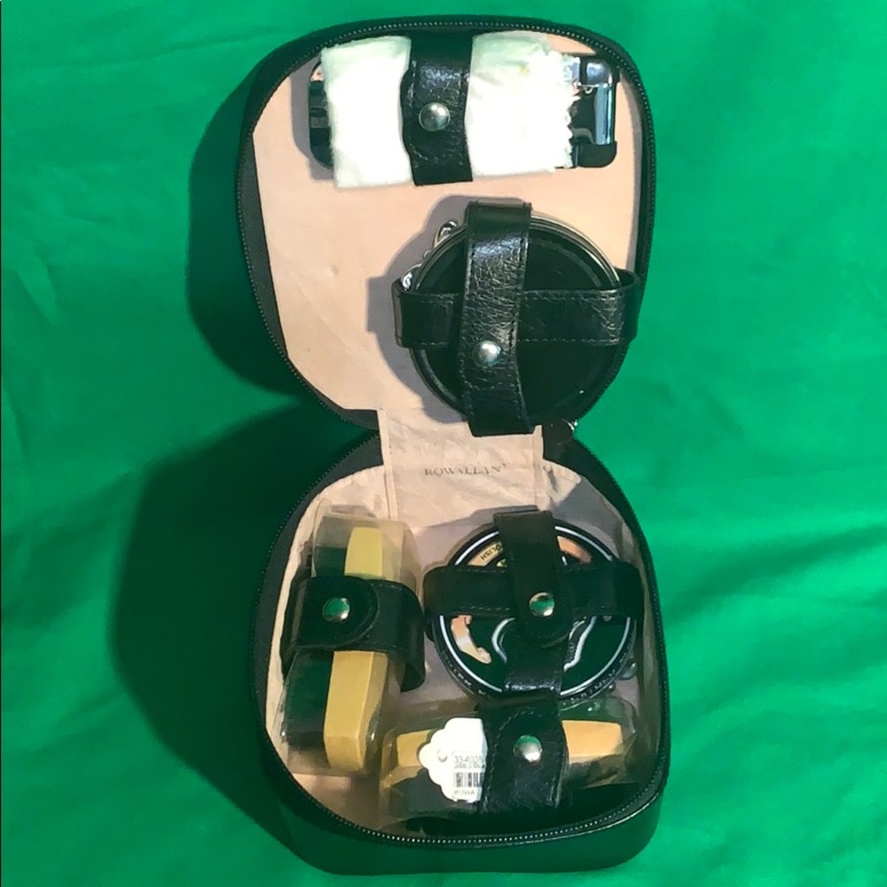 Rowallan black leather shoeshine kit